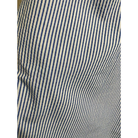 LL Bean Women's Vacationland Seersucker Shirt Short-Sleeve White Blue Stripe 1X - Picture 10 of 10